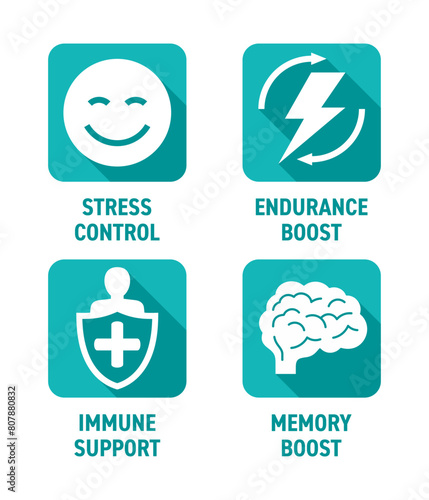 Square icons set for Nutrient Supplement