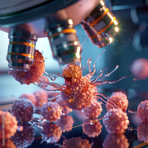 3d concept of kills cancer cells by scientific treatment photo