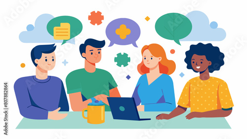 A group discussion on effective communication strategies for individuals with Aspergers including tips for navigating social interactions and. Vector illustration