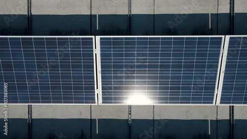 Aerial top view on solar panels - Photovoltaic System (ID: 807883085)