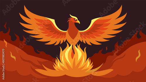 A phoenix rising from the ashes embodying the Stoic idea of transformation and resilience through trials.. Vector illustration