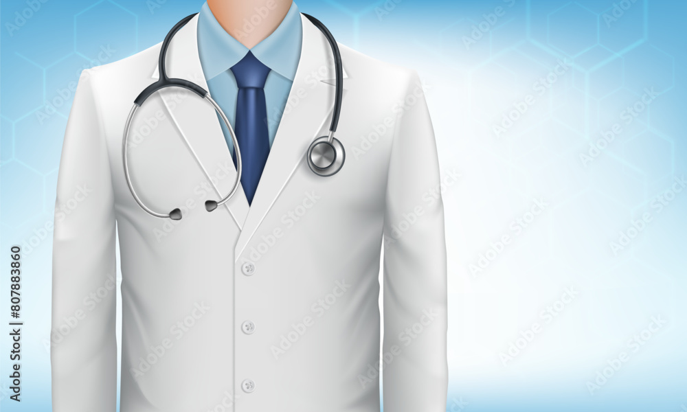 Doctor in a white medical or lab coat and with a stethoscope. Stock vector illustration. Doctor in a white medical or lab coat and with a stethoscope. Stock vector illustration.