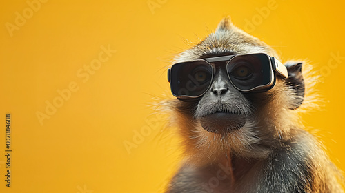 monkey with vision virtual reality sunglass solid background © Dmitriy