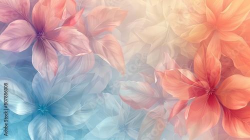 abstract floral pattern background featuring a variety of pink, white, and orange flowers