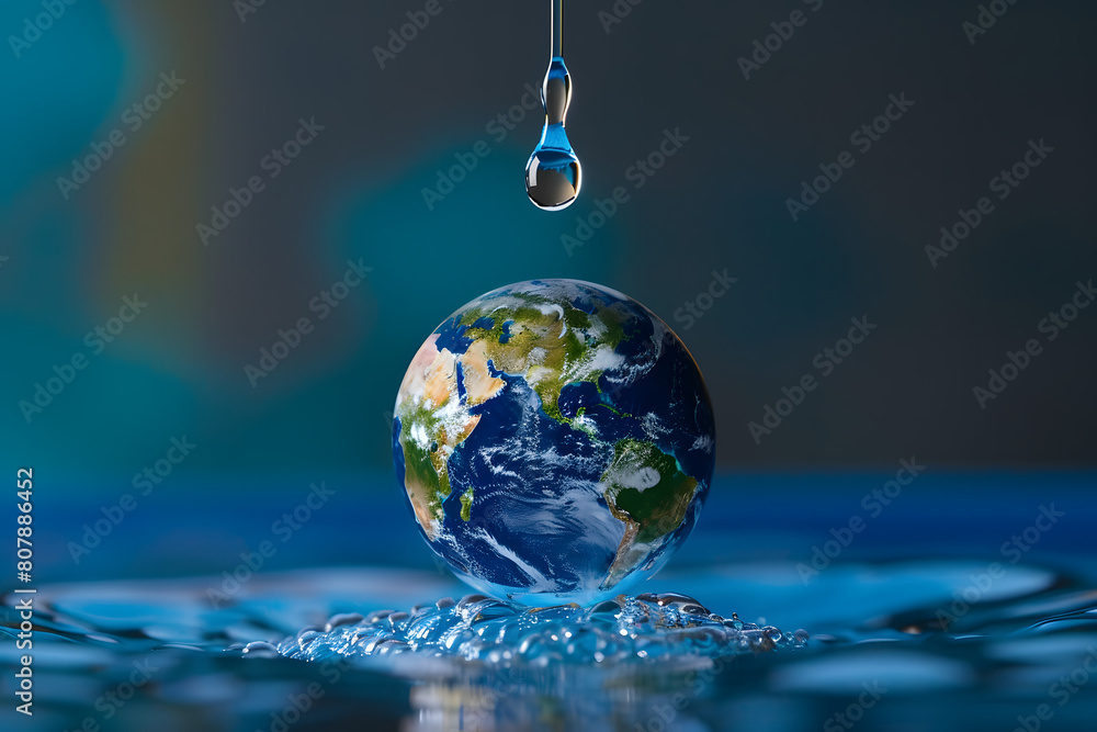water drop with earth , World Water Day ,
