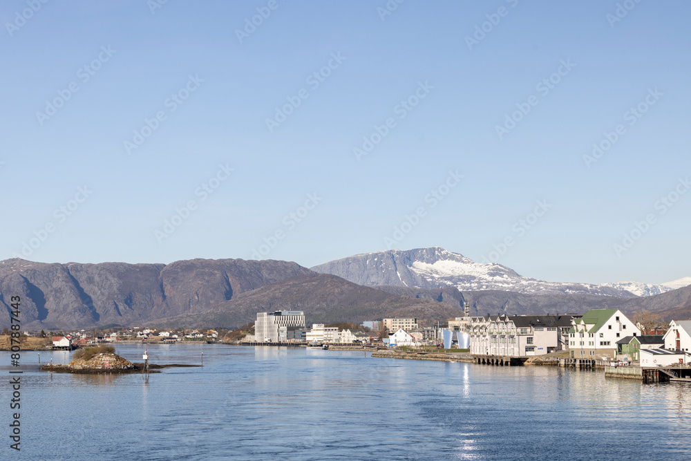 Brønnøysund  seen from the coastal express ship Ms Nordkapp