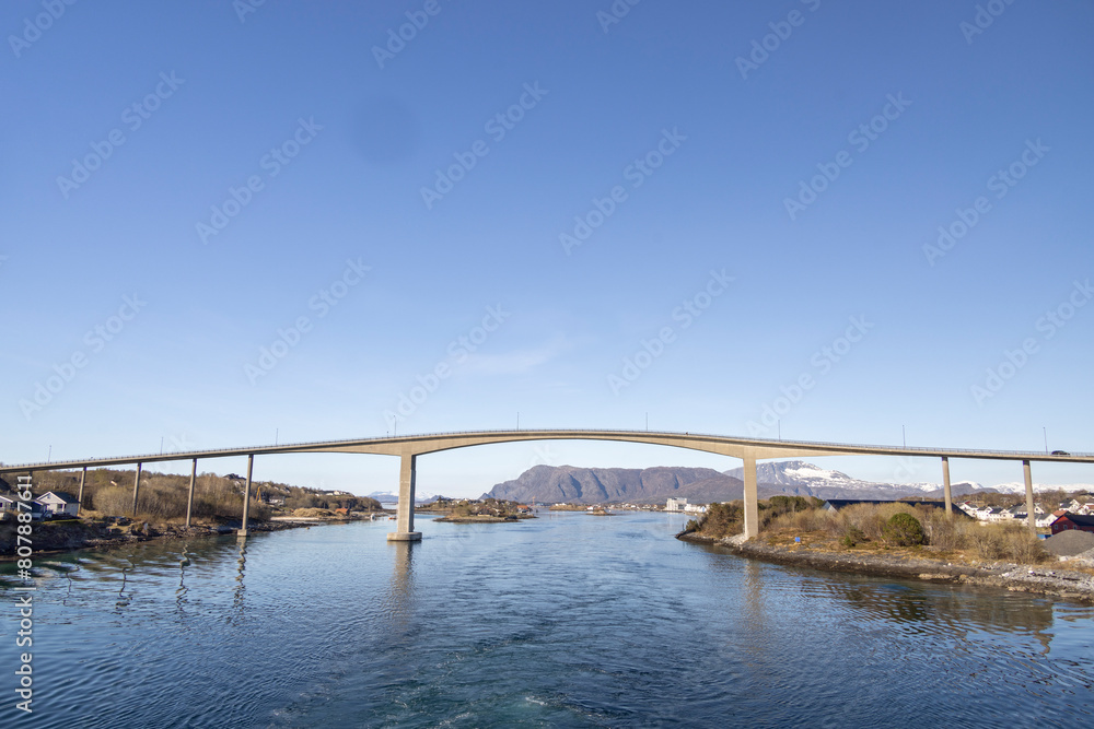 Brønnøysund bridge seen from a boat Brønnøysund bridge seen from a boat