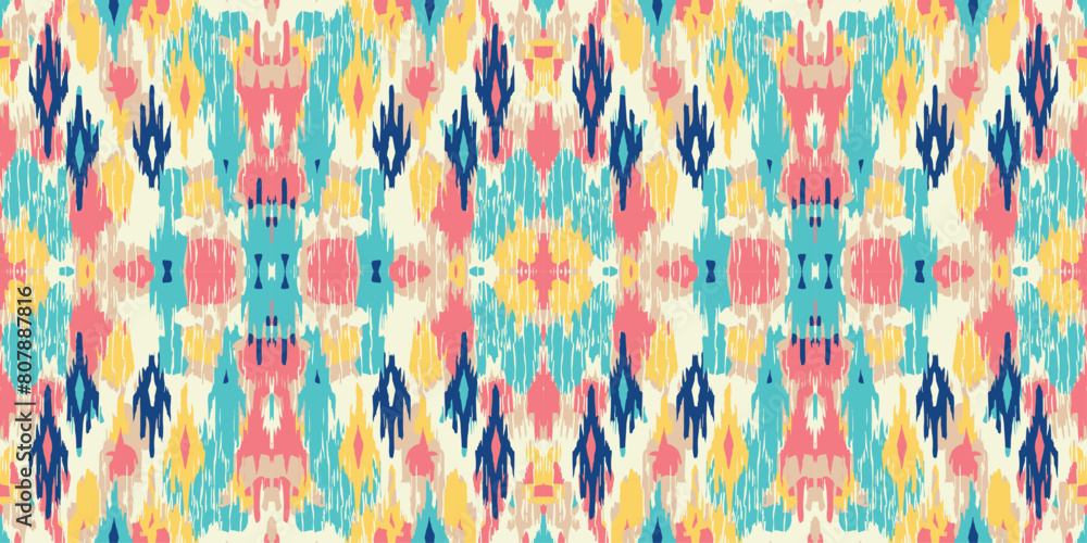 Fototapeta premium Seamless batik pattern,Seamless tribal batik pattern,and Seamless colorful pattern resemble ethnic boho, Aztec,and ikat styles.designed for use in wallpaper,fabric,curtain,carpet,Batik Embroidery