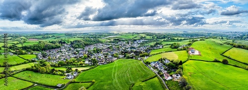Tableau sur toile Panorama of Abbotskerswell Village from a drone, Newton Abbot, Devon, England