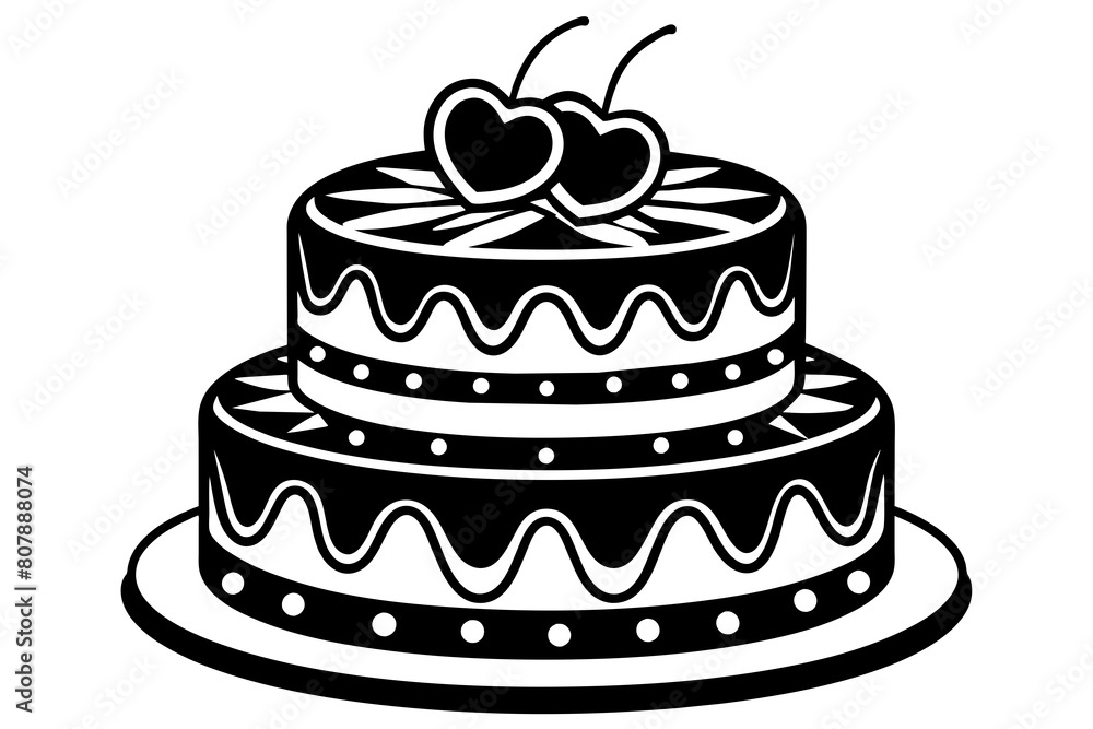 salt-design-of-a-3-tier-cake--decorated-with vector illustration salt-design-of-a-3-tier-cake--decorated-with vector illustration