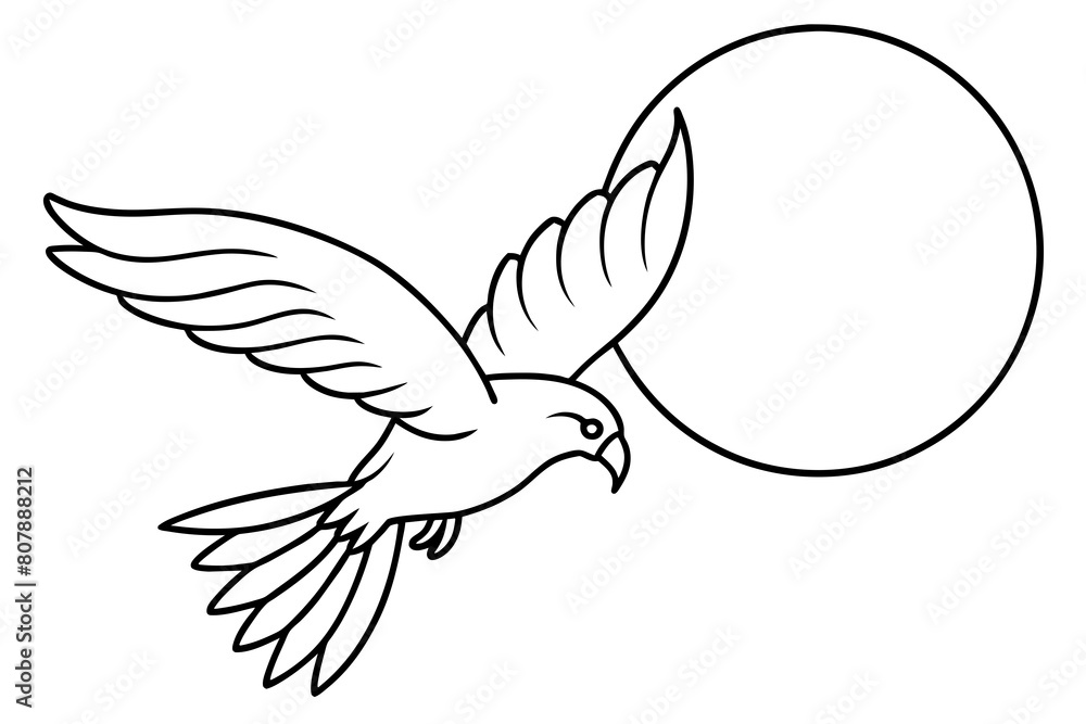 a-soaring-bird-against-a-full-moon vector illustration a-soaring-bird-against-a-full-moon vector illustration