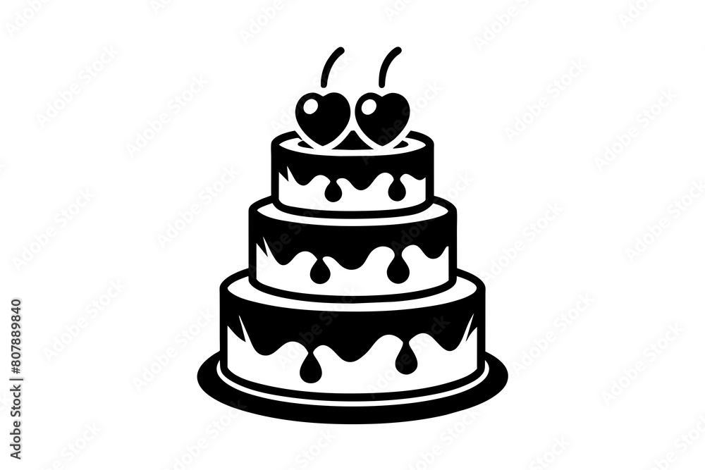 three-set-logo-design-of-a-3-tier-cake--decorated with   vector illustration