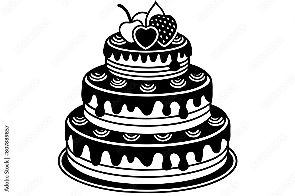 truffle-design-of-a-3-tier-cake--decorated-with vector illustration truffle-design-of-a-3-tier-cake--decorated-with vector illustration