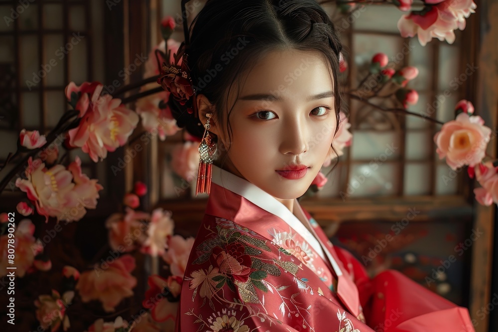 Obraz premium beautiful japan girl in traditional dress
