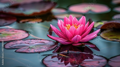 Close-up lotus in the lake  mindfulness and peaceful scenery