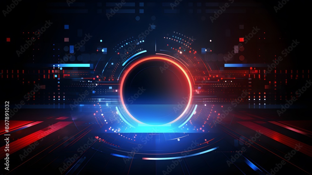 Obraz premium red and blue Abstract technology background circles digital hi-tech technology design background. concept innovation. vector illustration