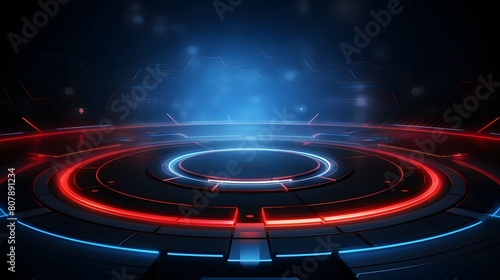  red and blue Abstract technology background circles digital hi-tech technology design background. concept innovation. vector illustration © plaksa