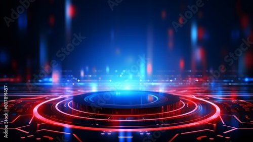  red and blue Abstract technology background circles digital hi-tech technology design background. concept innovation. vector illustration