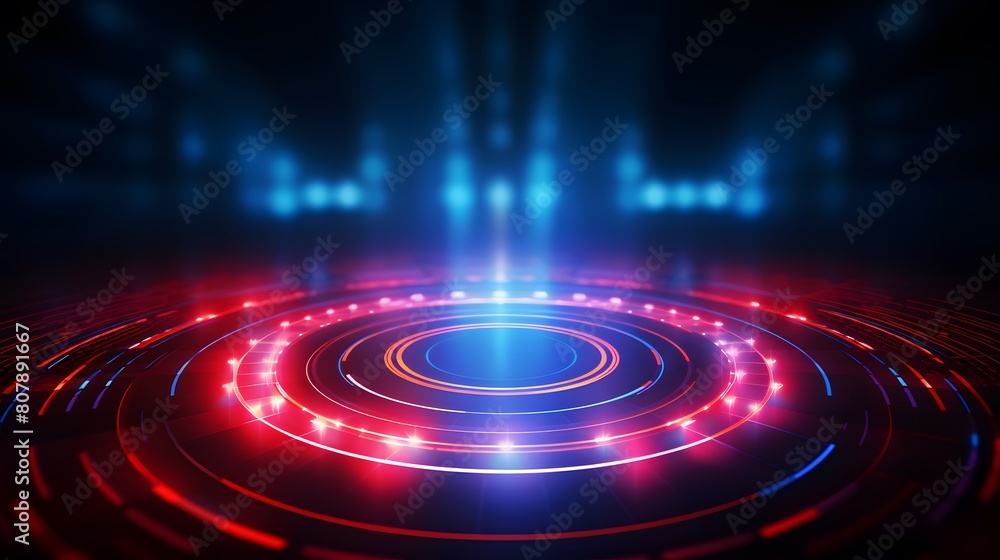 Fototapeta premium red and blue Abstract technology background circles digital hi-tech technology design background. concept innovation. vector illustration