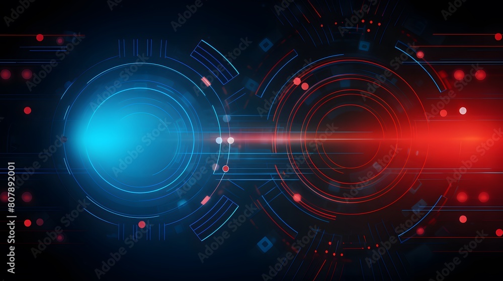 Obraz premium red and blue Abstract technology background circles digital hi-tech technology design background. concept innovation. vector illustration