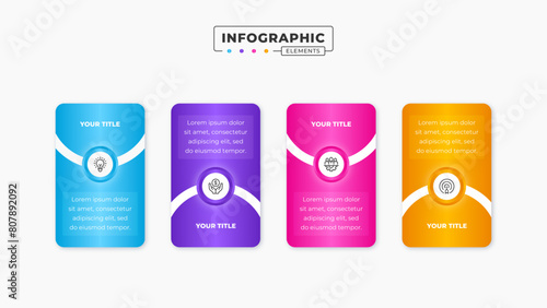 Vector business banner label infographic design template with 4 steps or options