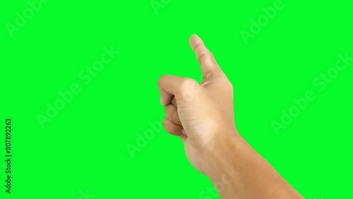 Admonish pointing gesture hand isolated on green screen chroma key background photo
