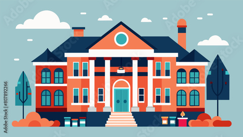 With the building close to completion the ninth illustration showcases the exterior finishing touches such as paint siding and decorative elements.. Vector illustration