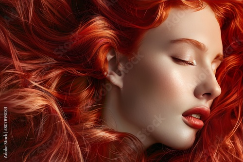 beautiful ginger hair woman portrait