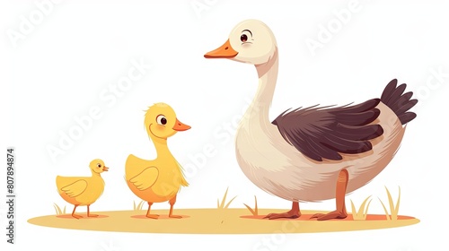Mother goose with goslings on a sunny day photo