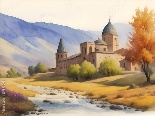 Gavar Armenia Country Landscape Illustration Art photo
