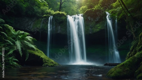 Emerald Cascades  Serene Forest Waterfall