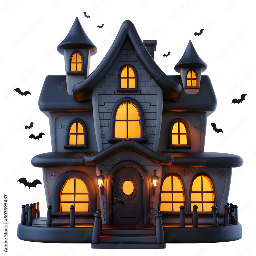 Haunted house halloween , elements for halloween greeting card isolated on transparent background