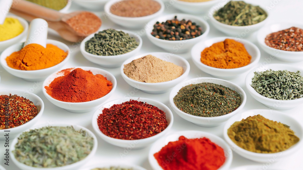 Assortment of spices, closeup shot Assortment of spices, closeup shot