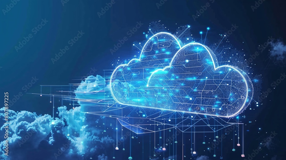 Abstract cloud computing concept on blue background. 3d rendering. Abstract cloud computing concept on blue background. 3d rendering.