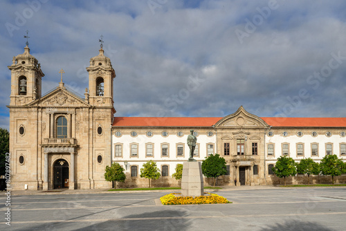 Pópulo Church (Igreja do Pópulo) and statue of Marshal Gomes da Costa in Braga, Portugal photo