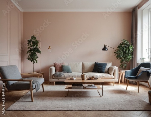 modern living room, interior, room, bedroom, bed, hotel, home, furniture, house, design, luxury, sofa, window, apartment, lamp, living, architecture, living room, wall, contemporary, Generative AI