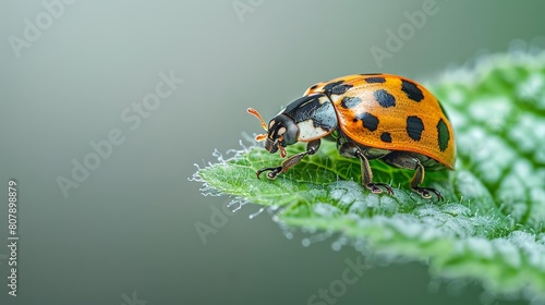 close - up of ladybug on leaf of a plant