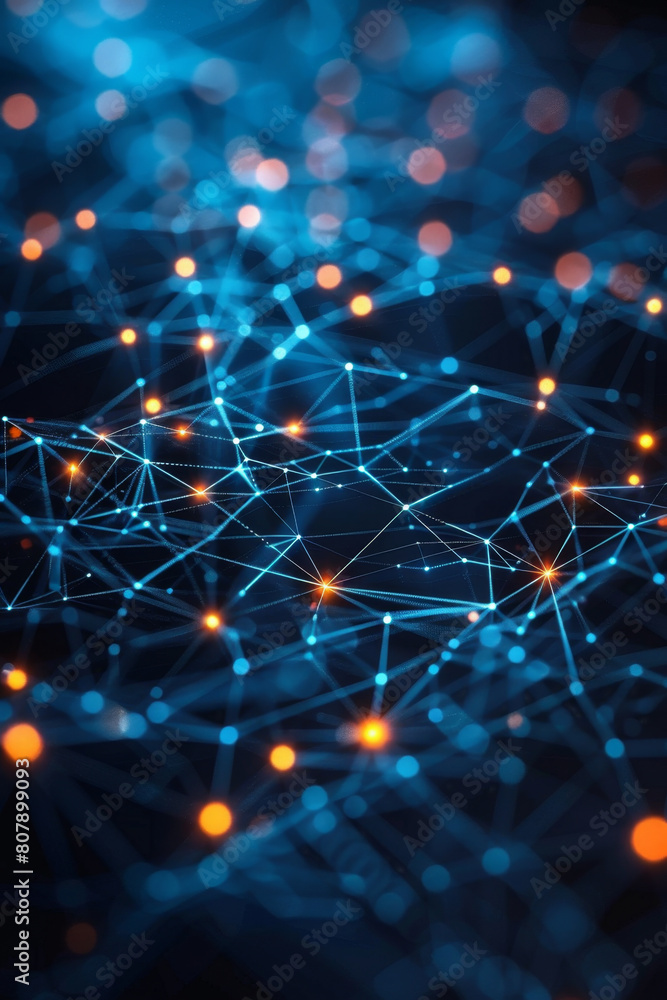 Fototapeta premium Dynamic digital interface showcasing glowing nodes and connections for business process technology.