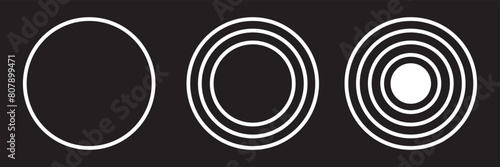 Label Circle white. Circles. Logo Sticker. Emblem Round. Icon.   isolated on black background. Vector illustration eps10