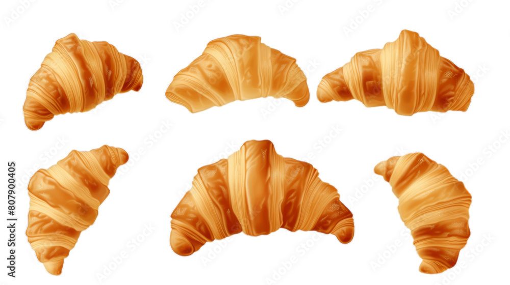 Set of croissants isolated on transparent background Set of croissants isolated on transparent background