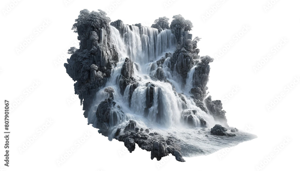 Fototapeta premium Waterfall isolated on white background 