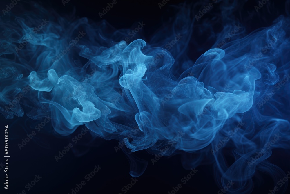 Fototapeta premium Blue smoke on black background. Color smoke. Water splash. Cosmic stardust.