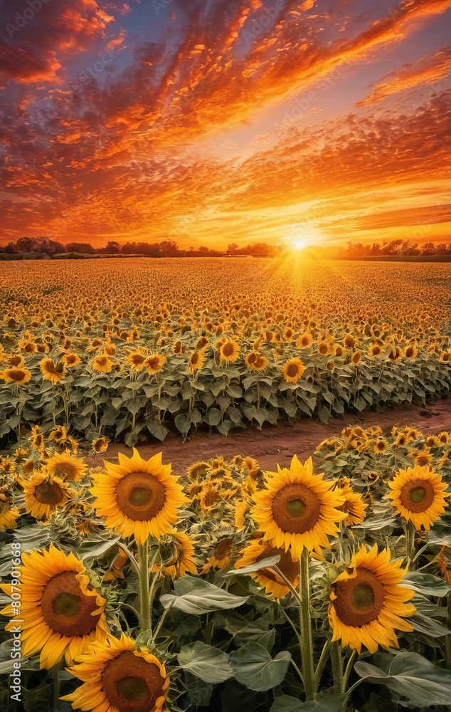Obraz premium sunflower on sunset background