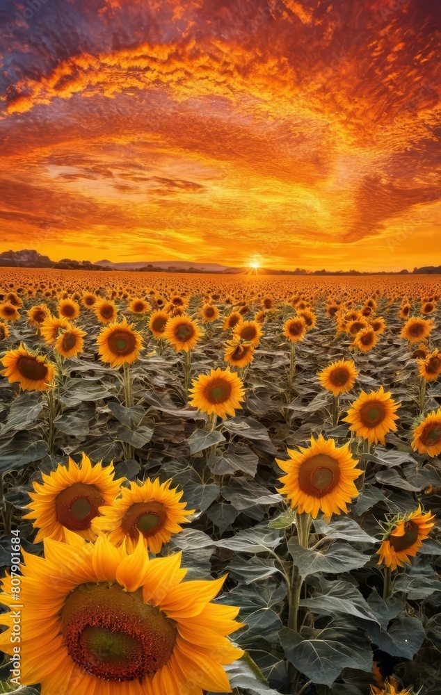 Obraz premium sunflower on sunset background