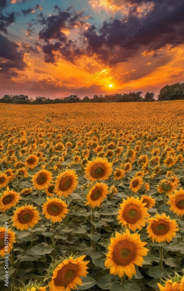Obraz premium sunflower on sunset background