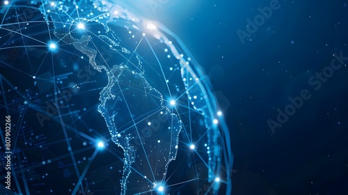 Digital world globe, concept of global network and connectivity on Earth, high speed data transfer and cyber technology, information exchange and international telecommunication	
