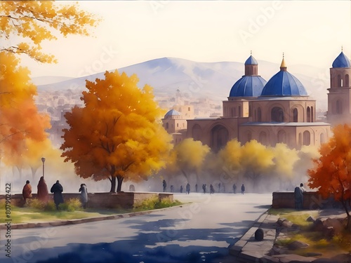 Yerevan Armenia Country Landscape Illustration Art