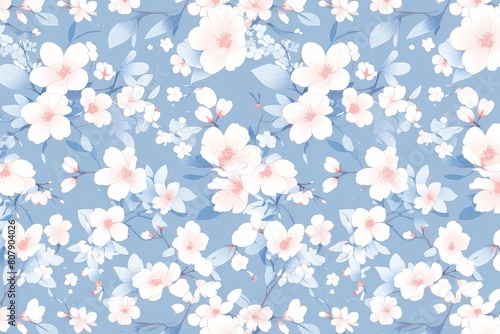 A seamless pattern of delicate cherry blossoms dancing in the wind