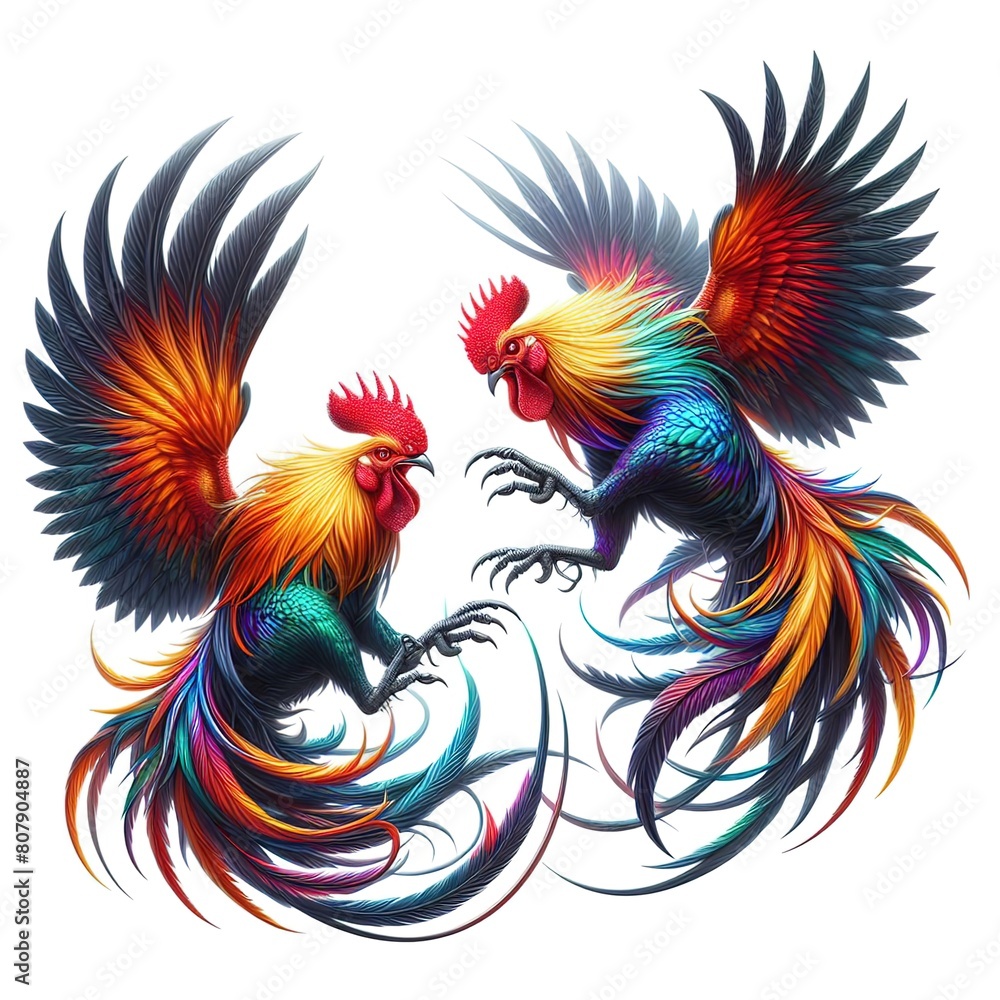 Obraz premium colorful roosters