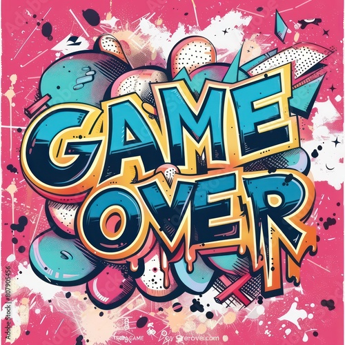 game over retro graphic illustration graffiti  pop art explosion